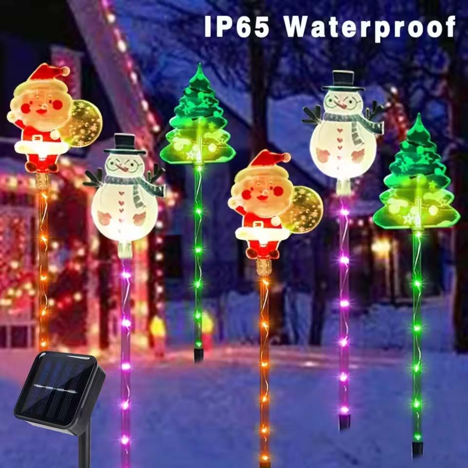 Christmas Lights Outdoor - 1Set of Solar Santa Claus&Christmas Tree