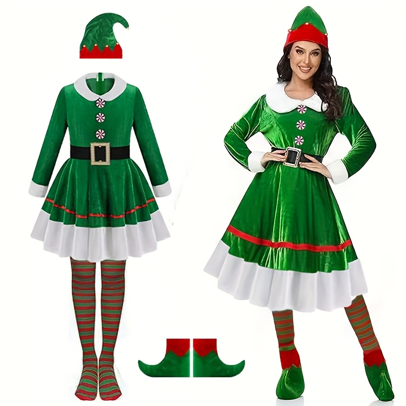 Elf Costume Christmas - 5pcs Christmas Elf Costume Set for