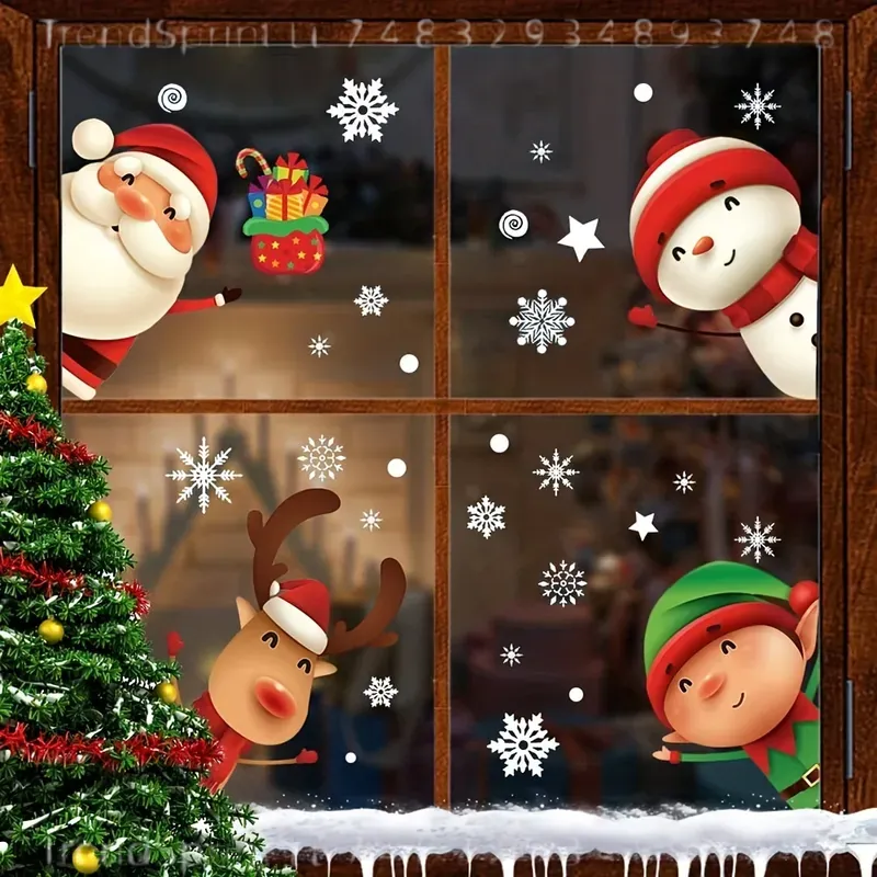 82 Pcs Christmas Window Clings - огляд і ціна Snowflake Window Decal